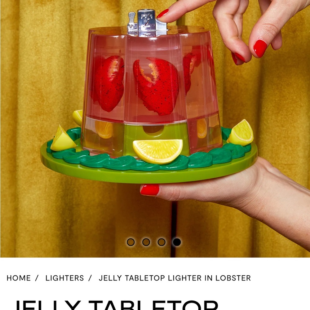Edie Parker Lobster Jelly Tabletop Lighter in Red and Green